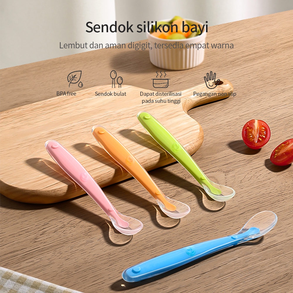 JOYOBABY  Sendok Makan Bayi Silikon/Sendok Makan Bayi/Sendok Silikon Bayi/Sendok Bayi Silikon