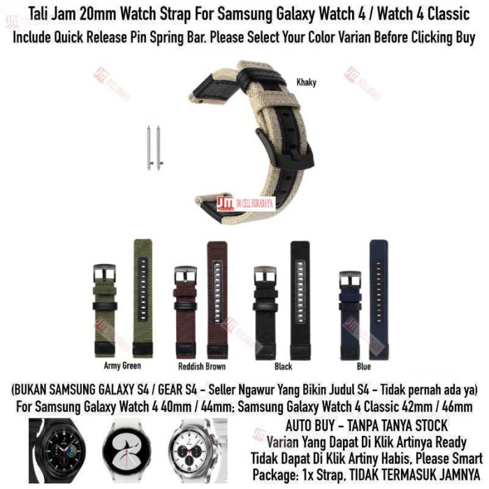 READY ORIGINAL Strap Samsung Galaxy Watch 4 / Classic - Tali Jam 20mm Woven Nylon ASLI