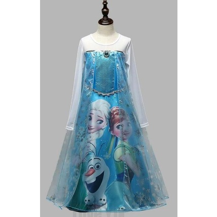 Terbaik Baju Dress Kostum Frozen Gambar Elsa Dan Anna Limited Edition
