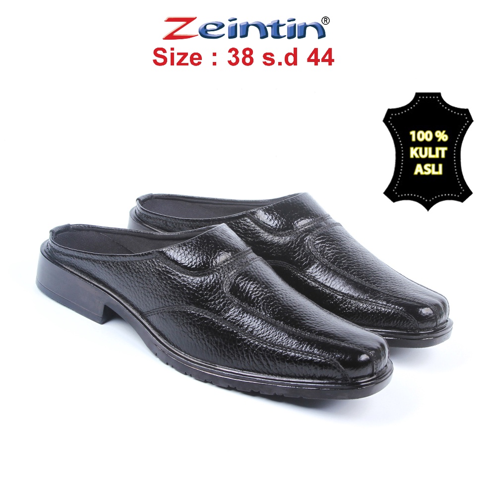 Banyak Dipakai.. Zeintin - Sepatu Pria Selop Slop Pantofel Loafers Kulit Asli  Bustong Laki laki Sen