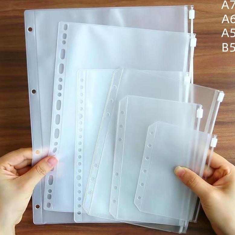 

Diskon Japanese Hand Account Book Loose-Leaf Storage Bag Zipper Bag Accessories/A6/A7/A5/B5 6-Hole Transparent Hand Book Bags