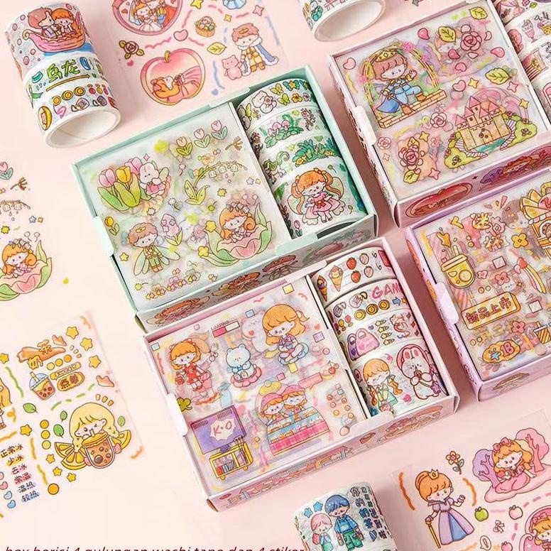 

Viral Set Stiker Kotak Hadiah Kartun/ Set Stiker Washi Diy Estetika Dekoratif/ Set Stiker Kertas Washi Scrapbooking