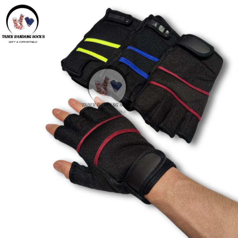 GROSIR (6&12 PASANG) SARUNG TANGAN MOTOR/SEPEDA BUNTUNG SETENGAH JARI MODEL SAKU/SARUNG TANGAN MOTOR