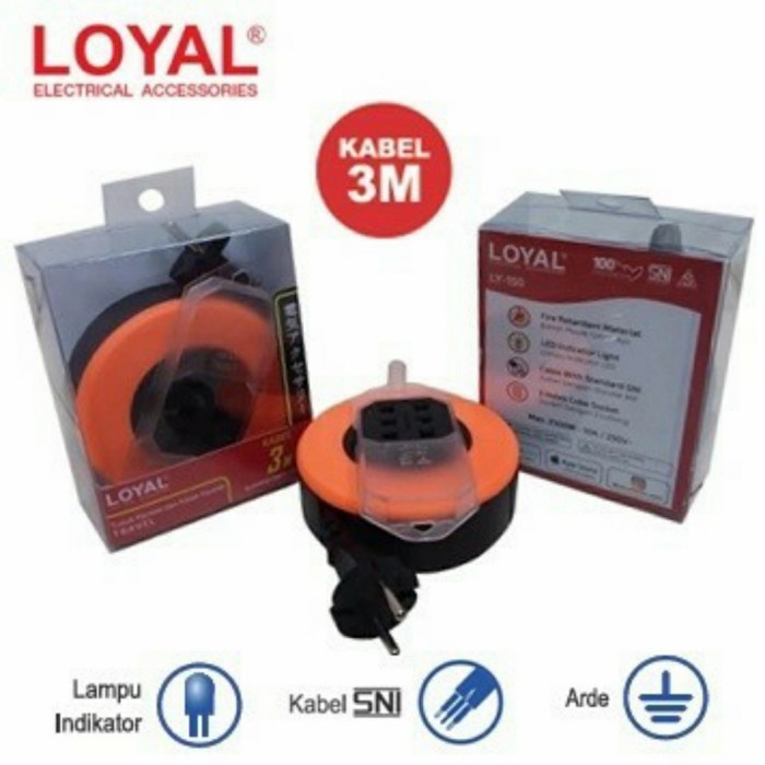 Kabel Rol Roll Travel Box Mini LOYAL LY-150 3 Lubang Kabel 3 Meter murmer