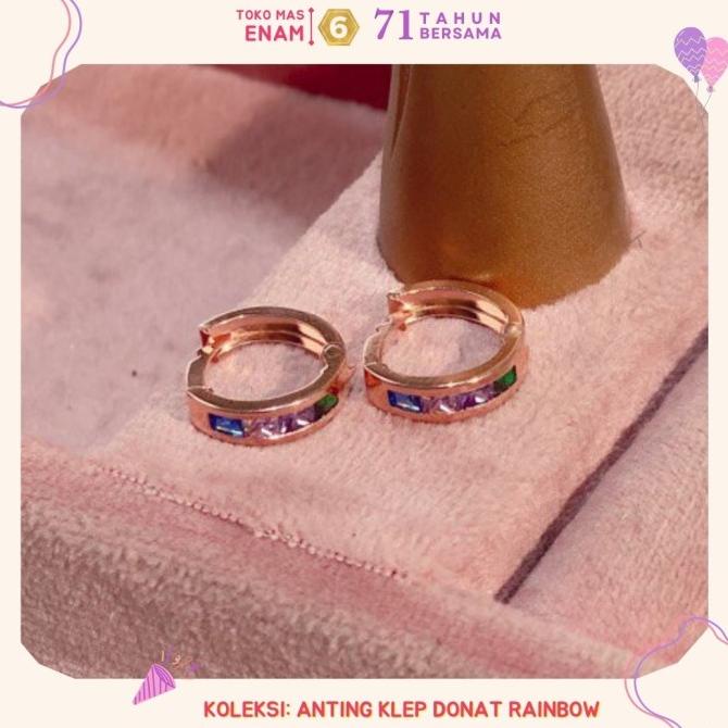 TERMURAH ANTING EMAS KLEP RAINBOW COLLECTION ROSEGOLD 17K - TOKO MAS ENAM 