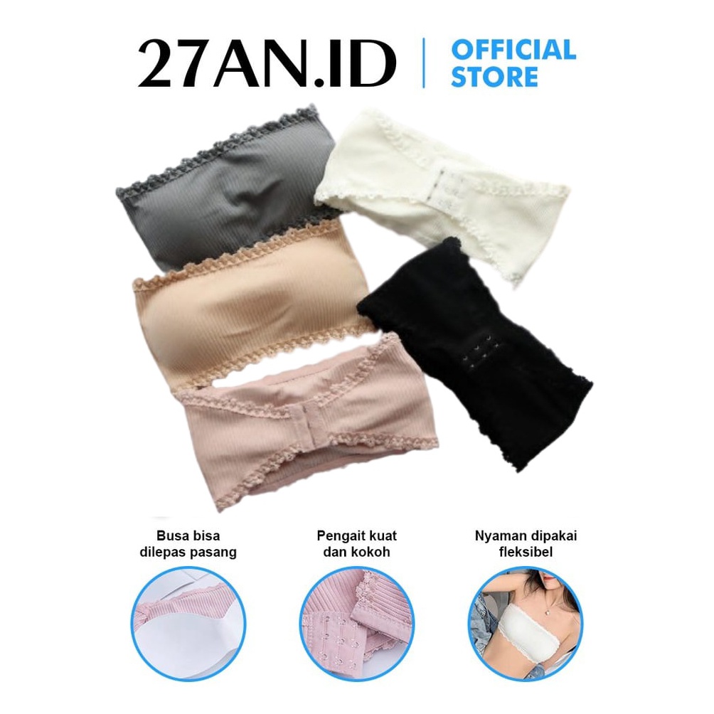 90 ( 27AN.ID ) Bra Crop top BH B54 Pakaian dalam Renda Kemben Model Tanpa Tali Dengan Busa Bra Push 