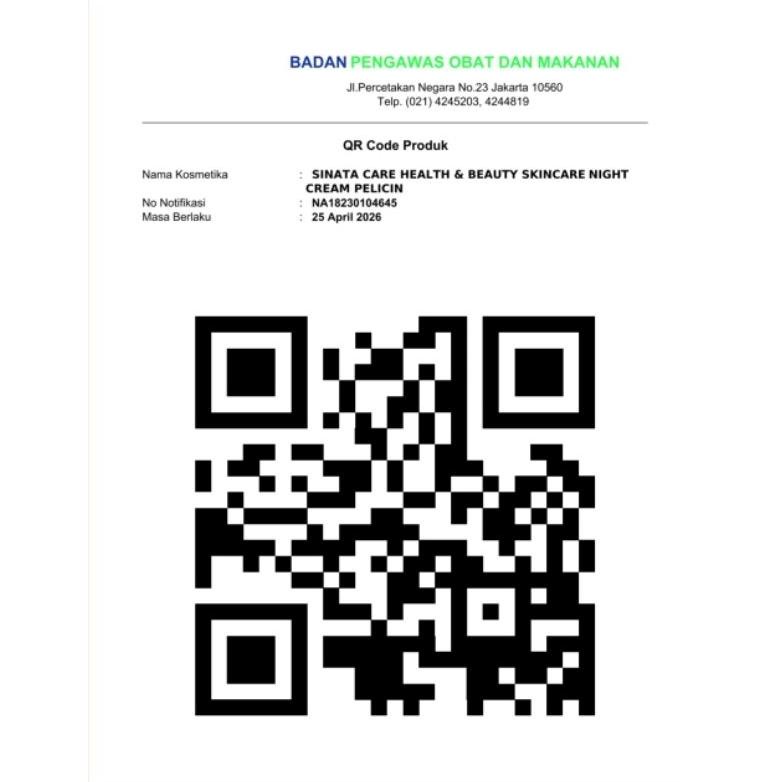 Big Sale Bpom Night Cream Pelicin Sinata Care Health & Beauty Skincare Bisa Cod