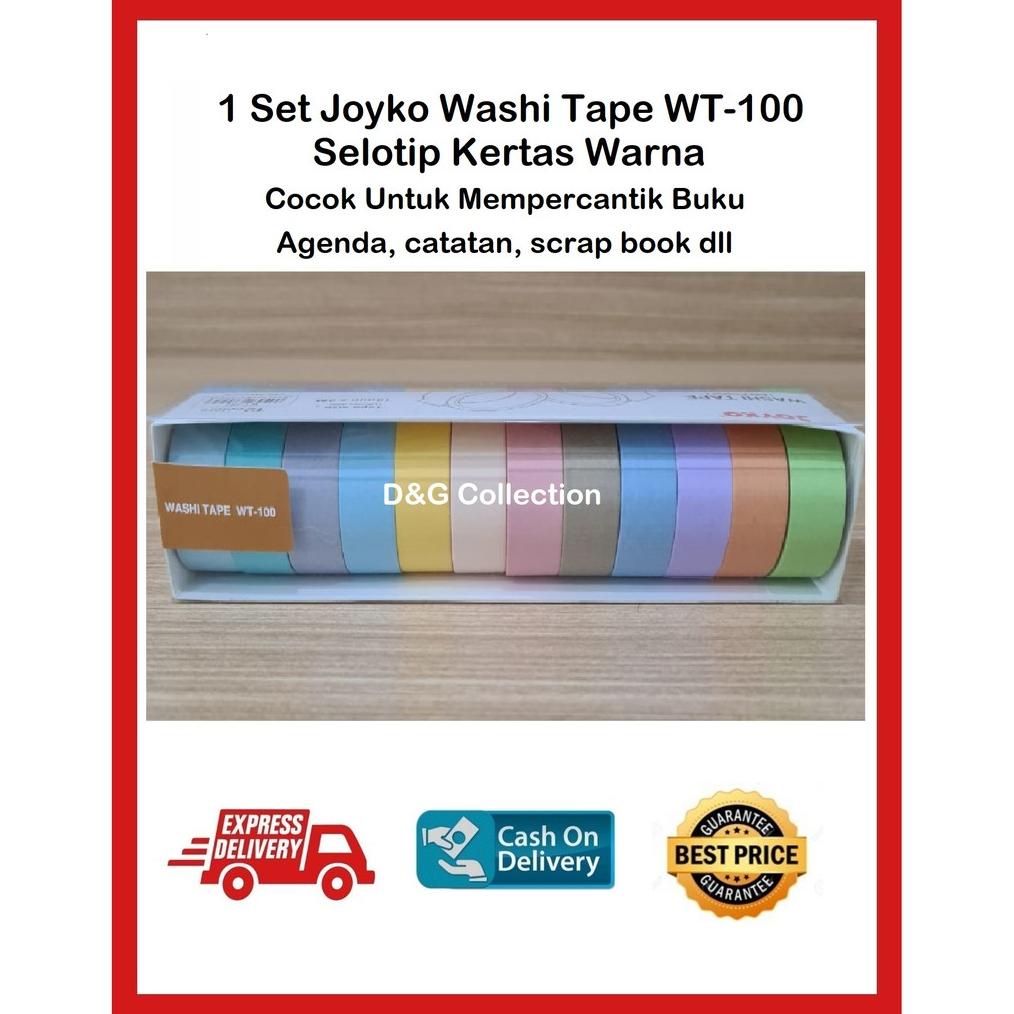 Terlaris Selotip Kertas Warna /Pita Warna Perekat Set/ Joyko Washi Tape Wt-100