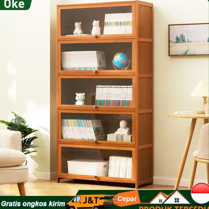 Oke Rak Buku Lemari Pajangan Lemari Penyimpanan Loker Transparan