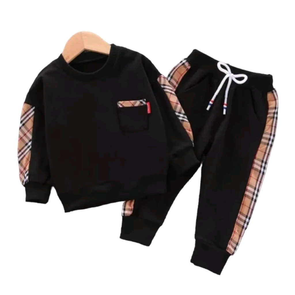 SWEATER JOGER ANAK LAKI-LAKI DAN PEREMPUAN MOTIF KOTAK USIA 0-6 BULAN