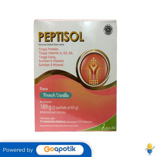 

PEPTISOL RASA FRENCH VANILLA 63 GRAM BOX 3 SACHET (189 GRAM)