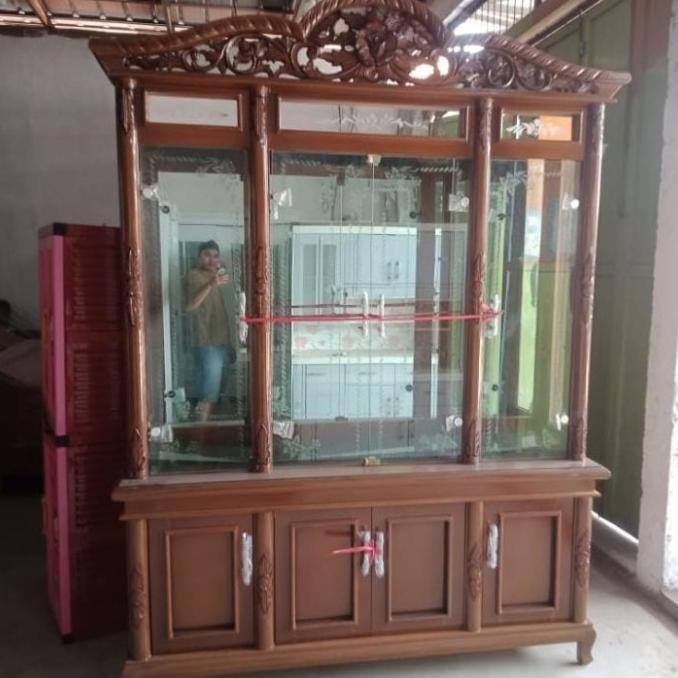 Lemari Hias Pajangan 4 Pintu Kayu Jati