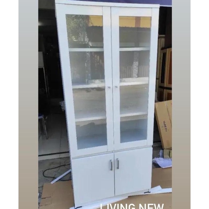 Ready Lemari Tas Kaca Minimalis / Lemari Buku / Lemari Pajangan /