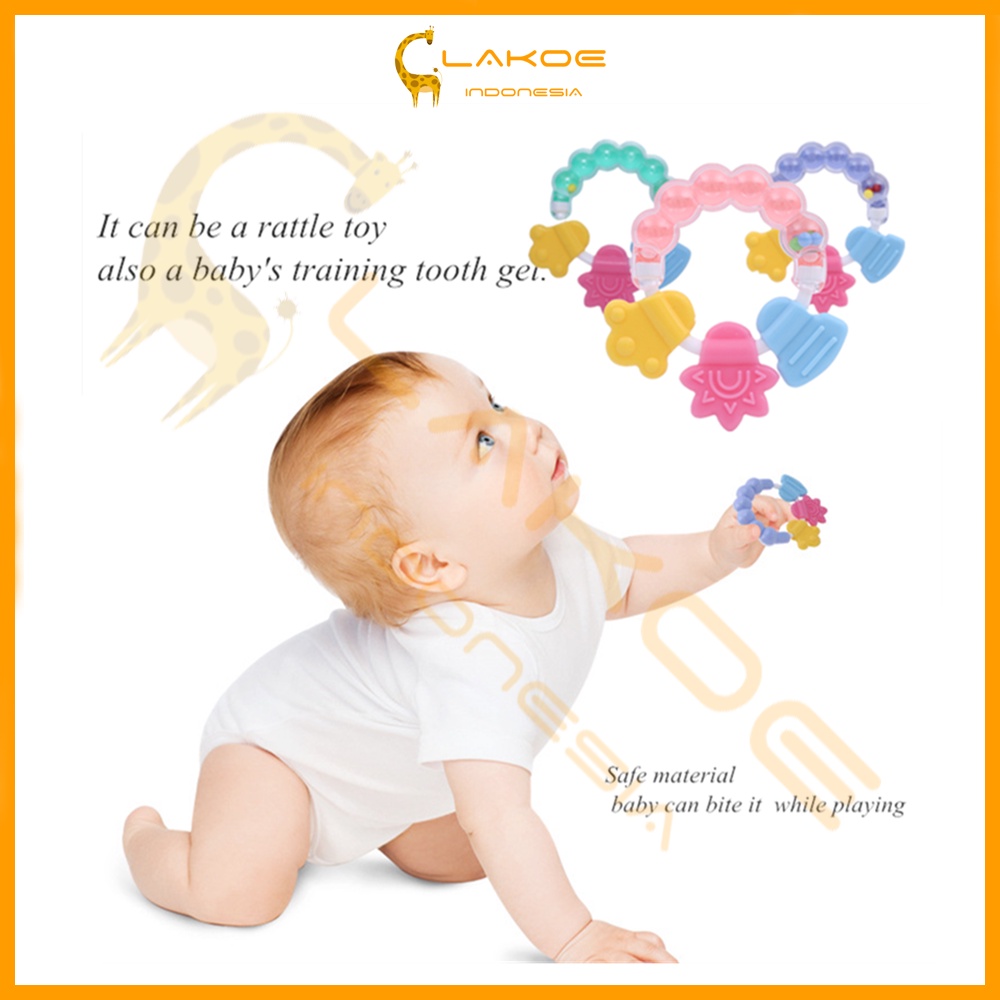 Lakoe Rattle Bayi/ Mainan Rattle Genggam Bayi / Gigitan Bayi/Teether Bayi