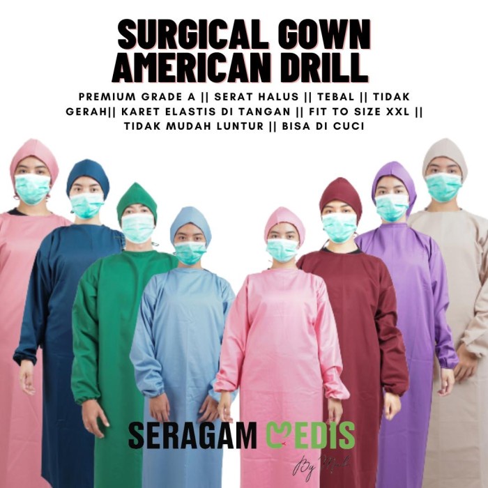 Best Seller Surgical Gown / Gown Drill / Gaun Apd / Gown Apd American Drill