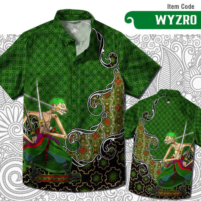 Murah Kemeja Batik Anime One Pece Monkey D Luffy Roronoa Zoro Vinsmoke Sanji NON COD