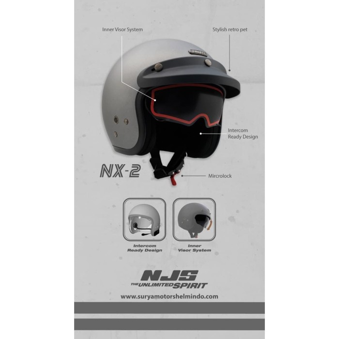 Best Seller Helm Njs Retro Nx-2 Helm Inner Visor Helm Ada Dudukan Intercom
