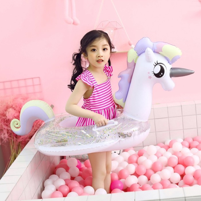 Best Seller Pelampung Unicorn Ban Renang Duduk Glitter Anak Kids Swim Safety