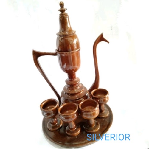 Teko cangkir Arab pajangan dekorasi kayu suvenir hadiah timur tengah