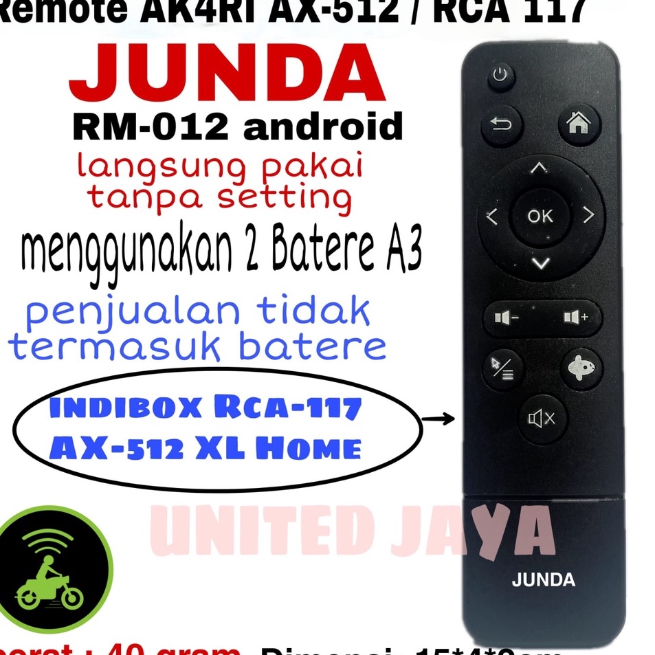 ➸ REMOTE AKARI AX-512 XL HOME INDIBOX RCA-117 STB SET TOP BOX JUNDA 012 ✦ •