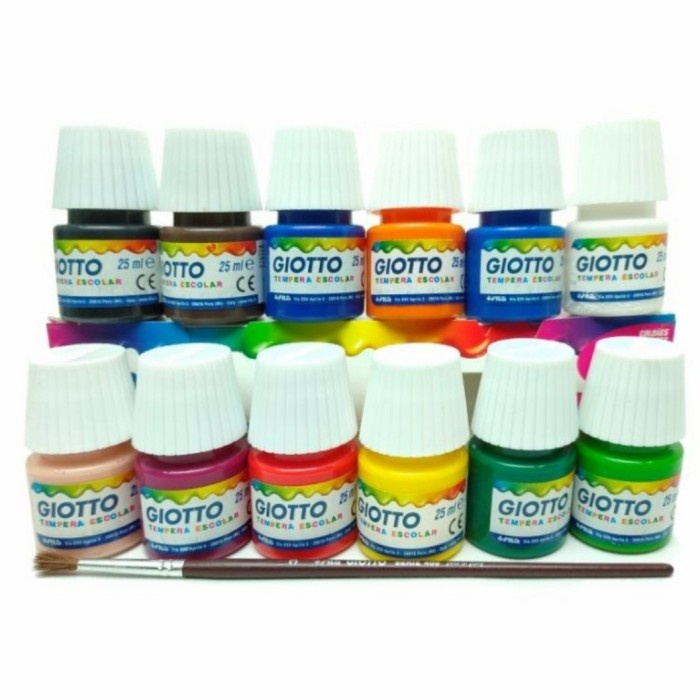 

Giotto Tempera Paint 25 Ml Set 12 Warna Free Kuas Cat Poster Air Lukis