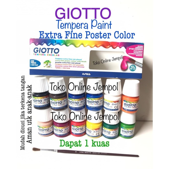 

12W Free Kuas Giotto Tempera Escolar 356700 Cat Poster Aman Atk1079Gt