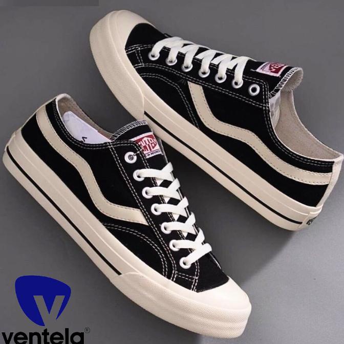 Sale Free Kaos Kaki _Ventela Black Natural Basic Low Ventela All Black Sepatu High Top Pria Wanita B