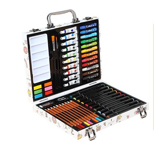 Crayon Set 54 Pcs Koper Besi /Alat Gambar / Water Colour /Koper Crayon