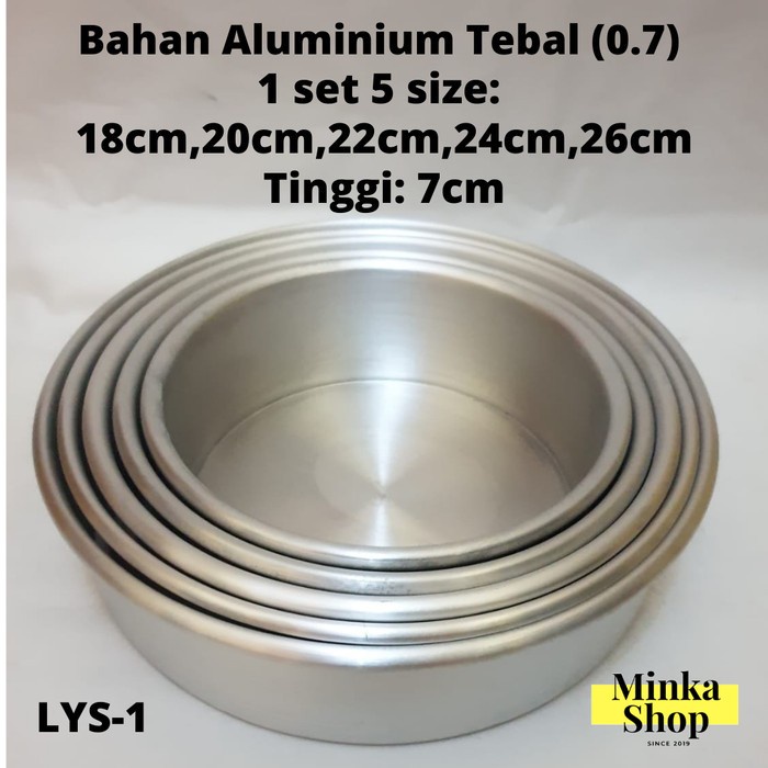 Triana- Loyang Kue Bolu Bulat Loyang Press Tanpa Sambungan 1 Set Isi 5 Pcs