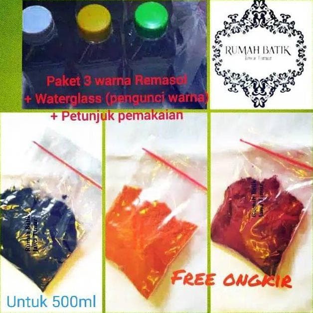 

Baru Paket Pewarna Tie Dye 3 Remasol @20 Gram Air Suhu Dingin Ikat