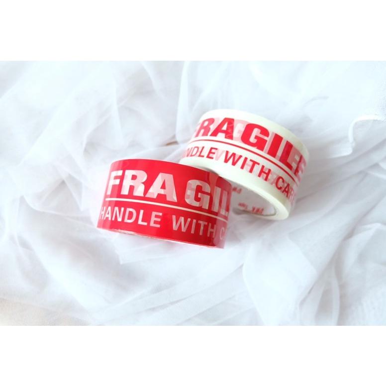 

Diskon Lakban Fragile Pecah Belah Merah Putih / Solasi Fragile Packaging 1Roll