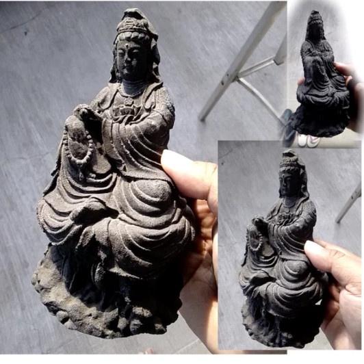 Althis- Pajangan Patung Antik Dewi Kwan Im Bahan Dari Batu Alami