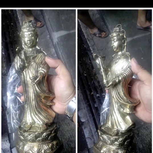 Althis- Hiasan Antik Patung Kwam In Bahan Kuningan