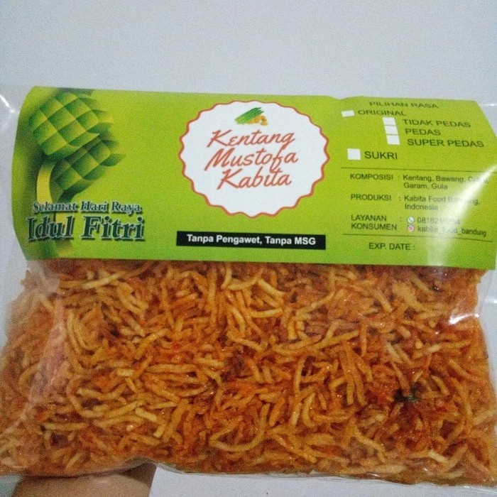 

Elvira- Kering Kentang/ Kentang Mustofa Kabita Bandung Original (Snack Kiloan)