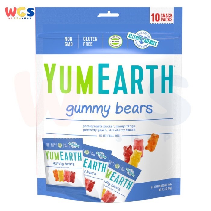 

Elvira- Yumearth Gummy Bears Assorted Flavors 10 Snack Packs 0.7Oz 19.8 G Each