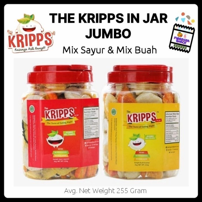 

Elvira- The Kripps In Jar Jumbo-Snack Sehat Keripik Sayur & Buah Netto 255 Gr