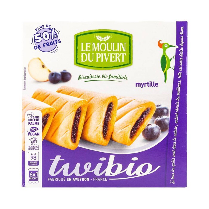 

Elvira- Le Moulin Du Pivert Twibio Blueberry Filled Snack Bars 150 G