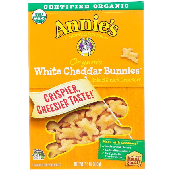 

Elvira- Annie'S Homegrown, Organic White Cheddar Bunnies, Baked Snack Crackers