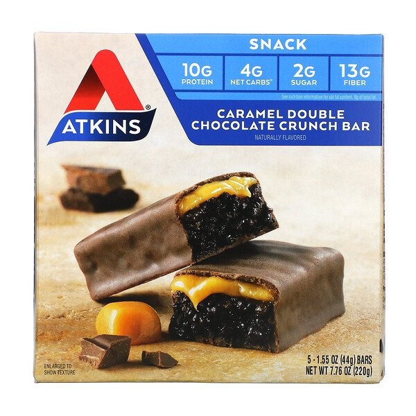 

Elvira- Atkins Snack Caramel Double Chocolate Crunch Bar 5X44G