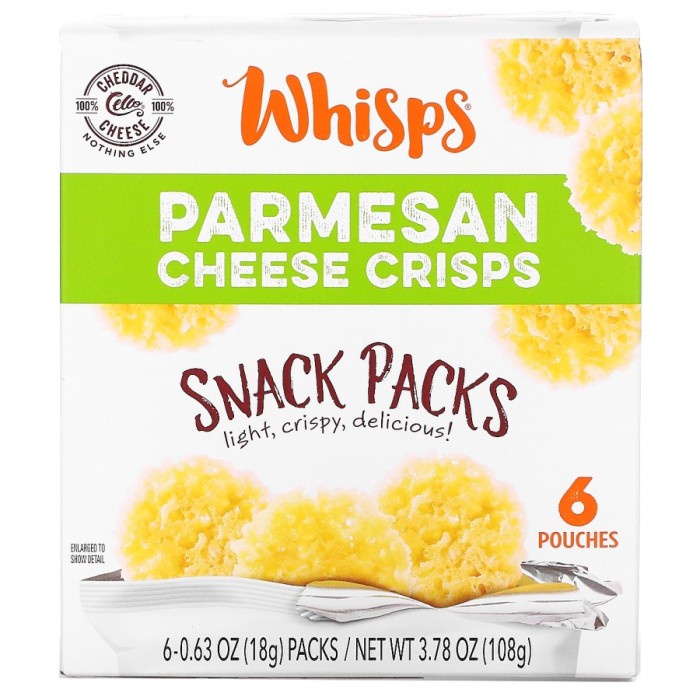 

Elvira- Whisps Parmesan Cheese Crisps Snack Packs - 6 X 18G