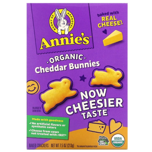 

Elvira- Annie'S Homegrown, Organic Cheddar Bunnies, Baked Snack Crackers 213G