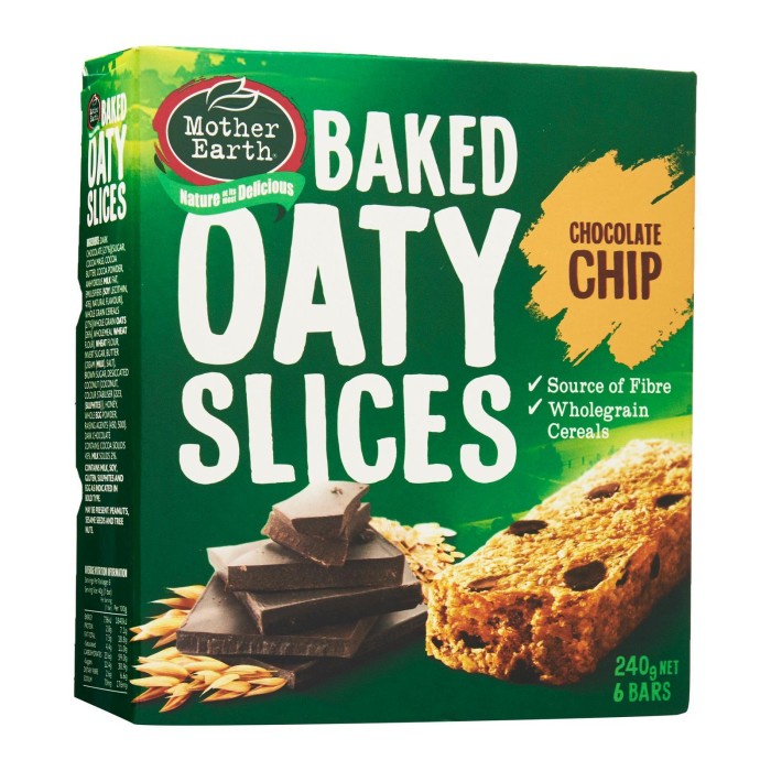 

Elvira- Mother Earth Baked Oaty Slices Snack Bar Chocolate Chip 240G