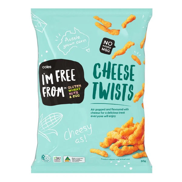 

Elvira- Coles I'M Free From Corn Twist Snack - Cheese 90G