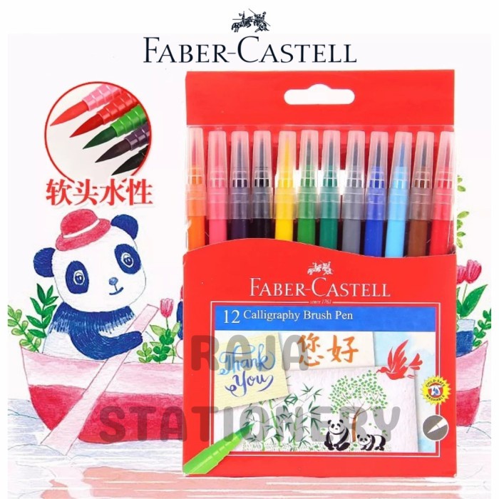 

Bestseller Faber Castell Calligraphy Brush Pen Set 12 Colours Pulpen Kaligrafi