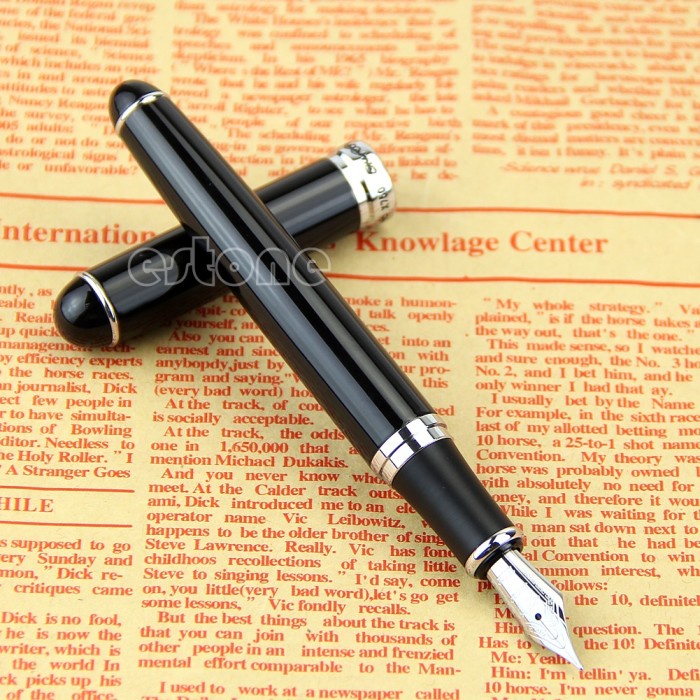 Terlaris Stat New Black Jinhao X750 Deluxe Medium Nib 18Kgp Fountain Pen