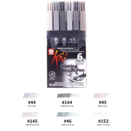 

Sakura Koi Colng Brush Gray Set 6 Color / Spidol Warna