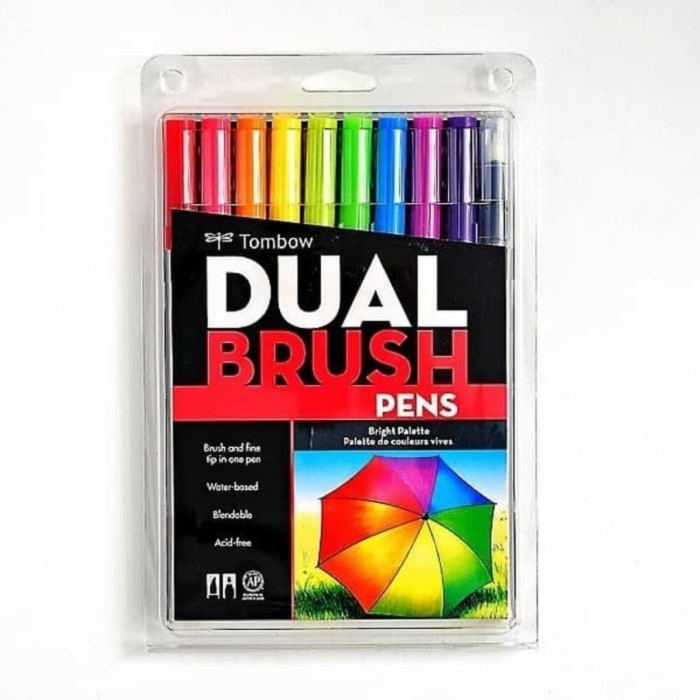 

Tombow Abt Dual Brush Color Set 10 Bright Palette, Brush.