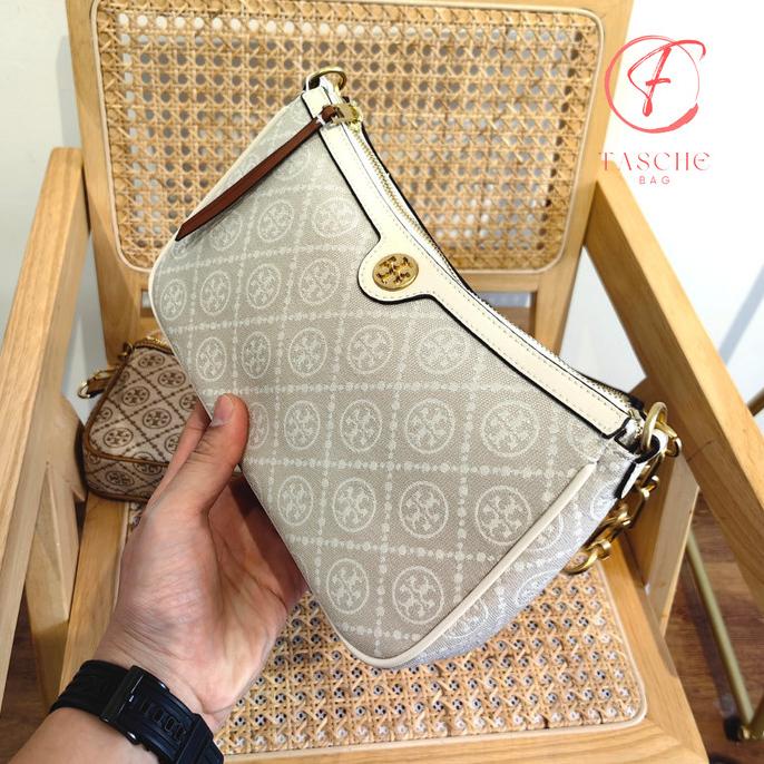 TAS WANITA TB T MONOGRAM CANVAS WHITE SIGNATURE ZIPP SLING BAG 85137 MUTILAJANNAH67