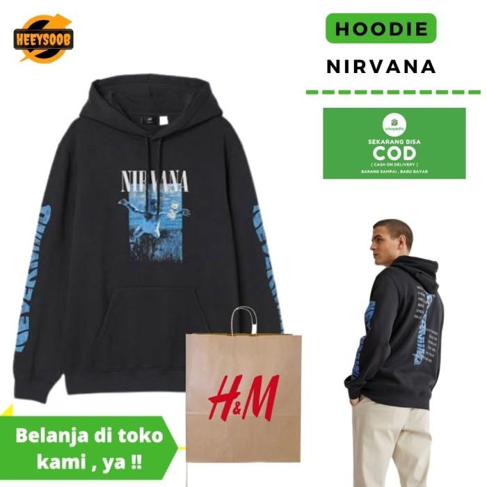 HOODIE H&M NIRVANA NEVERMIND HITAM,JAKET SWEATER HNM HOODIEPRIA WANITA