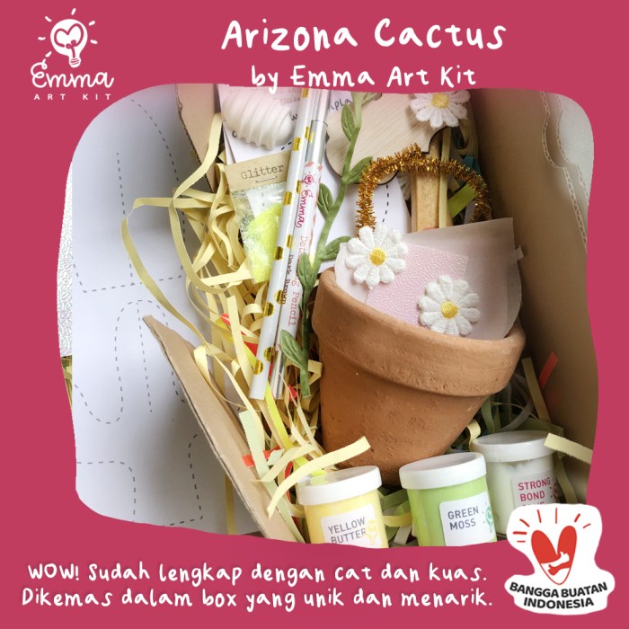 

Arizona Cactus Diy By Emma Art Kit. Complete Art Set W/ Paint & Brush.